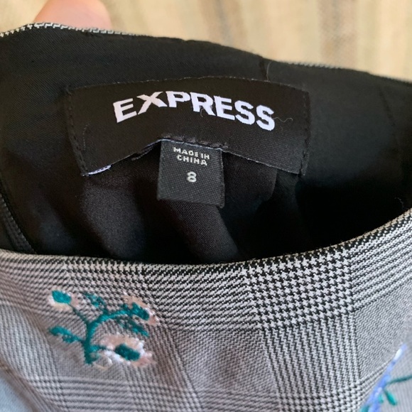 Express Floral Grey Short Mini Skirt Bottom Formal Clothing Fashion Women Size 8 - Picture 4 of 4